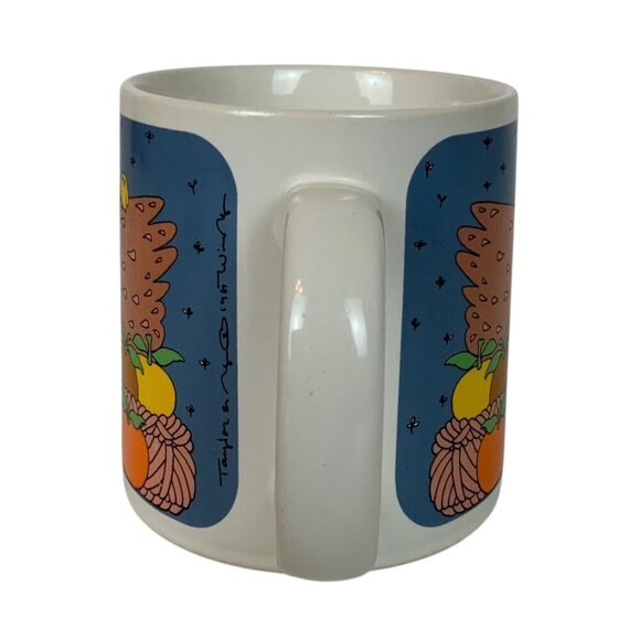 Vintage Taylor & Ng Ceramic Coffee Mug Cup Chicken In A Basket Design 10 Oz 1981 - Picture 2 of 7